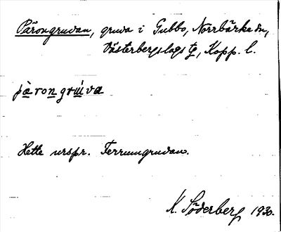 Bild på arkivkortet för arkivposten Pärongruvan