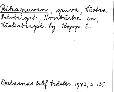 Bild på arkivkortet för arkivposten Rikagruvan