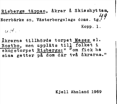 Bild på arkivkortet för arkivposten Risbergs täppan
