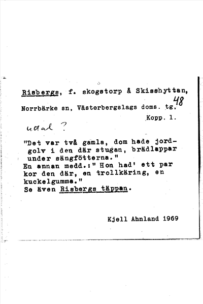 Bild på arkivkortet för arkivposten Risbergs