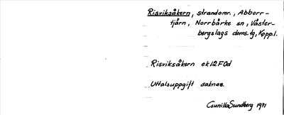 Bild på arkivkortet för arkivposten Risviksåkern