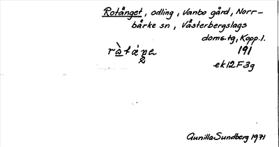 Bild på arkivkortet för arkivposten Rotänget
