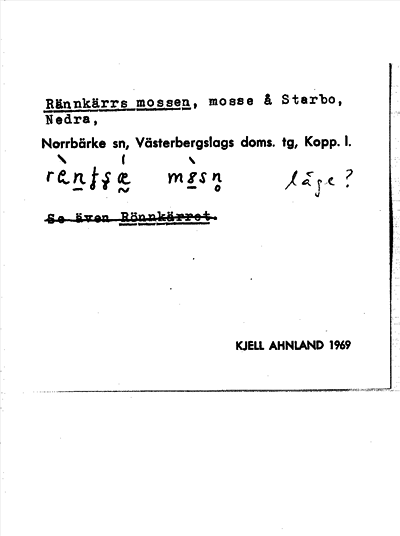 Bild på arkivkortet för arkivposten Rännkärrs mossen