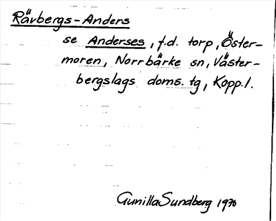 Bild på arkivkortet för arkivposten Rävbergs-Anders, se Anderses