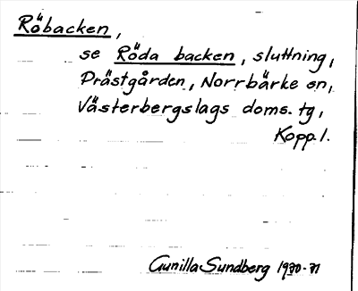 Bild på arkivkortet för arkivposten Röbacken, se Röda backen