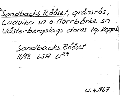 Bild på arkivkortet för arkivposten *Sandbacks Rööset