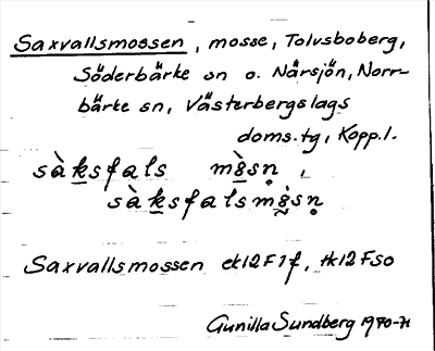 Bild på arkivkortet för arkivposten Saxvallsmossen