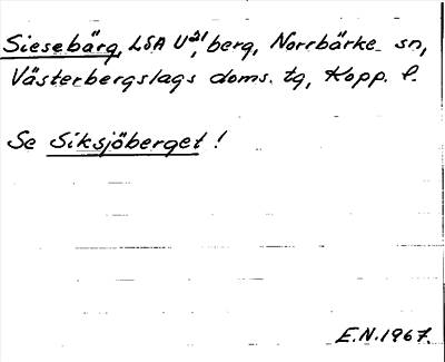 Bild på arkivkortet för arkivposten Siesebärg