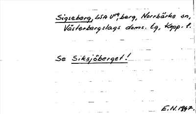 Bild på arkivkortet för arkivposten Sigseberg