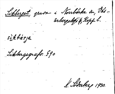 Bild på arkivkortet för arkivposten Sikberget