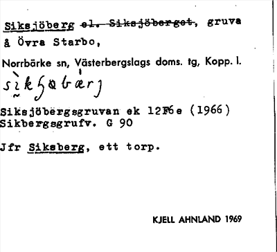 Bild på arkivkortet för arkivposten Siksjöberg