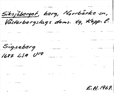 Bild på arkivkortet för arkivposten Siksjöberget