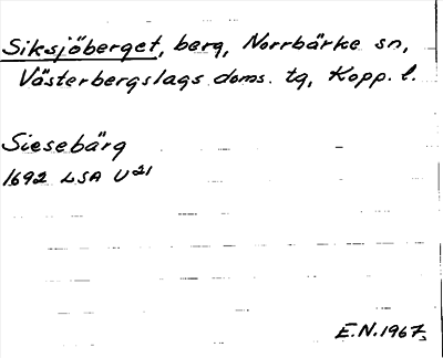Bild på arkivkortet för arkivposten Siksjöberget