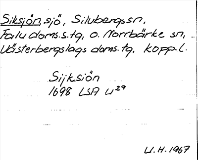 Bild på arkivkortet för arkivposten Siksjön