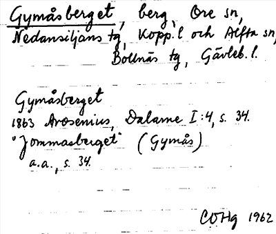 Bild på arkivkortet för arkivposten Gymåsberget