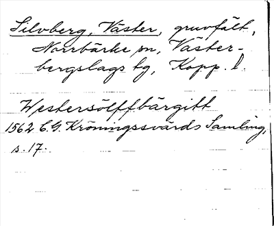 Bild på arkivkortet för arkivposten Silvberg, Väster