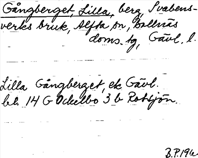 Bild på arkivkortet för arkivposten Gångberget, Lilla