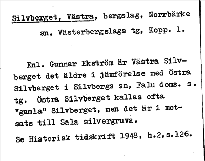 Bild på arkivkortet för arkivposten Silvberget, Västra