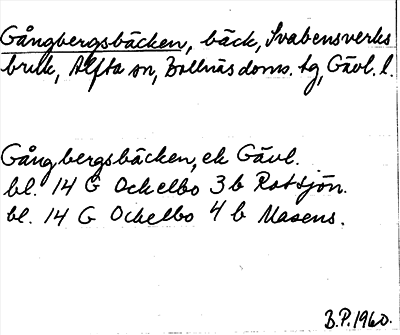 Bild på arkivkortet för arkivposten Gångbergsbäcken