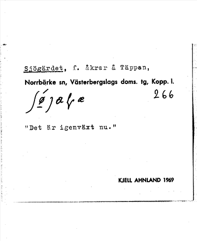 Bild på arkivkortet för arkivposten Sjögärdet