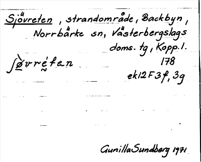Bild på arkivkortet för arkivposten Sjövreten