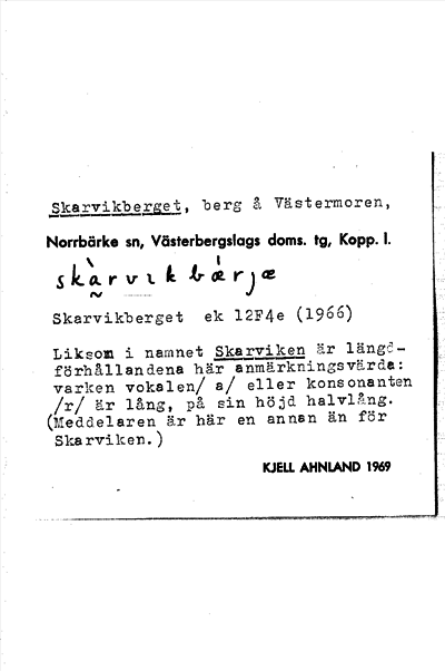 Bild på arkivkortet för arkivposten Skarvikberget