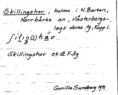 Bild på arkivkortet för arkivposten Skillingshov