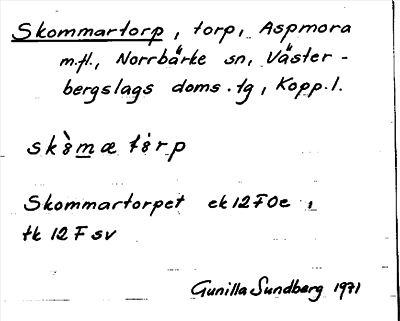 Bild på arkivkortet för arkivposten Skommartorp