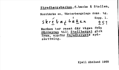 Bild på arkivkortet för arkivposten Skredbergsbacken