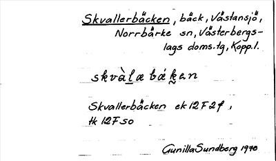 Bild på arkivkortet för arkivposten Skvallerbäcken