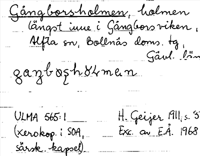 Bild på arkivkortet för arkivposten Gångborsholmen
