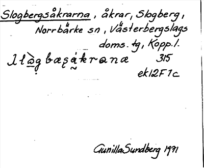 Bild på arkivkortet för arkivposten Slogbergsåkrarna