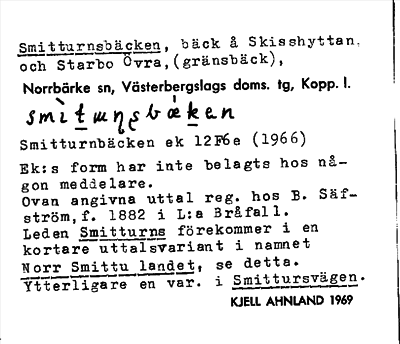 Bild på arkivkortet för arkivposten Smitturnsbäcken