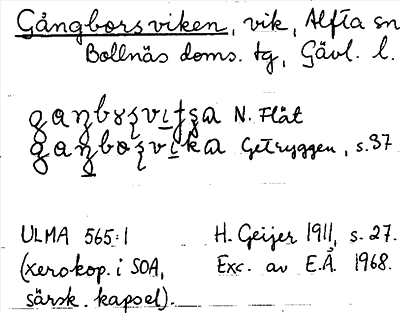 Bild på arkivkortet för arkivposten Gångborsviken