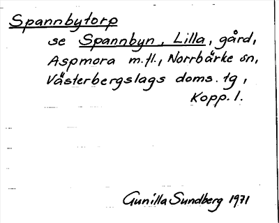 Bild på arkivkortet för arkivposten Spannbytorp, se Spannbyn, Lilla