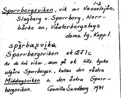 Bild på arkivkortet för arkivposten Sporrbergsviken