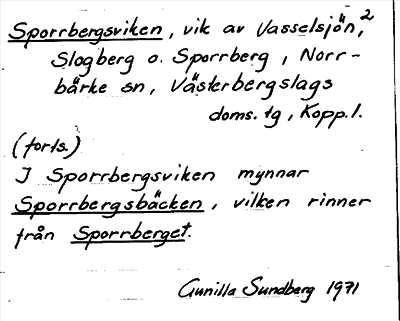 Bild på arkivkortet för arkivposten Sporrbergsviken