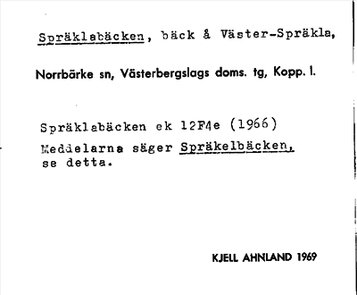 Bild på arkivkortet för arkivposten Spräklabäcken
