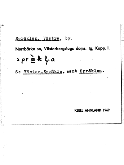 Bild på arkivkortet för arkivposten Spräklan, Västra