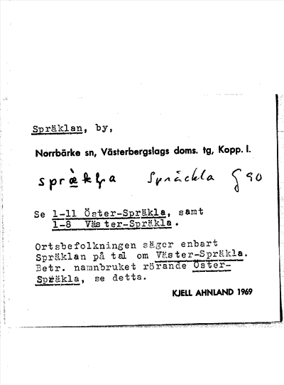 Bild på arkivkortet för arkivposten Spräklan