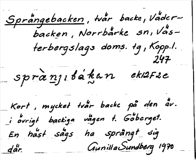 Bild på arkivkortet för arkivposten Sprängebacken