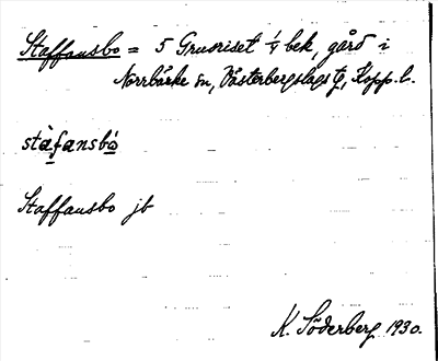 Bild på arkivkortet för arkivposten Staffansbo