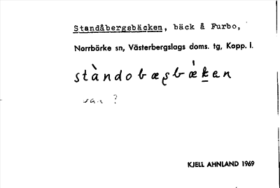Bild på arkivkortet för arkivposten Standåbergsbäcken