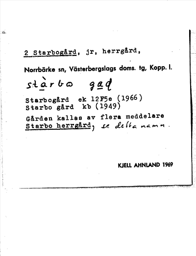 Bild på arkivkortet för arkivposten Starbogård