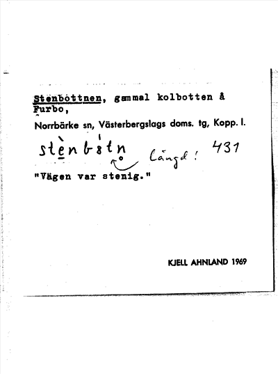 Bild på arkivkortet för arkivposten Stenbottnen