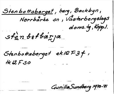 Bild på arkivkortet för arkivposten Stenbottsberget