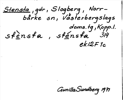 Bild på arkivkortet för arkivposten Stensta