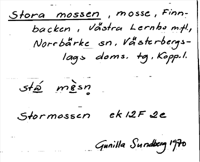 Bild på arkivkortet för arkivposten Stora mossen