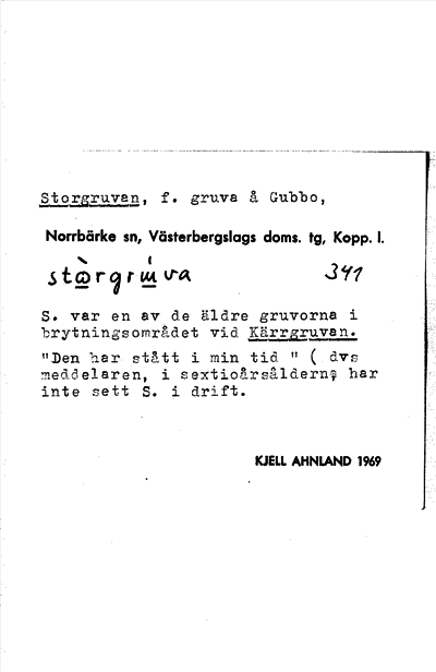 Bild på arkivkortet för arkivposten Storgruvan