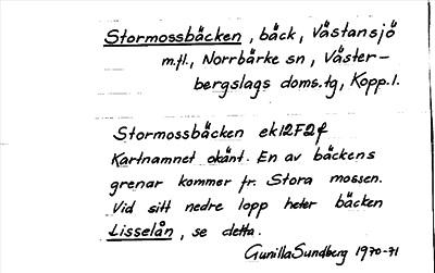 Bild på arkivkortet för arkivposten Stormossbäcken
